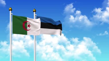 Alfa kanalı ile birlikte kutupta ALGERIA ve Estonya bayrakları sallanıyor