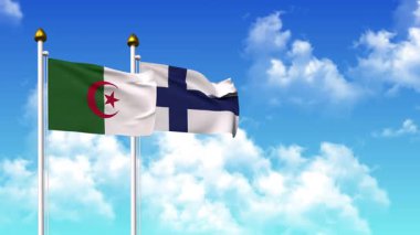 Alfa kanalı dahil olmak üzere kutupta ALGERIA ve FINLAND bayrakları dalgalanıyor