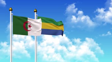 Alfa kanalı ile birlikte kutupta ALGERIA ve GABON bayrakları sallanıyor