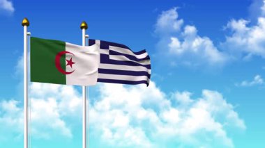 Kutupta alfa kanalı ile birlikte ALGERIA ve GREECE bayrakları dalgalanıyor