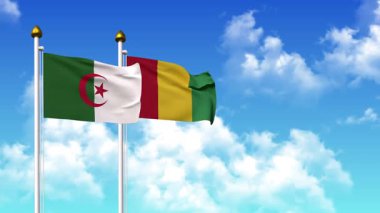 Alfa kanalı ile birlikte kutupta ALGERIA ve GUINEA bayrakları sallanıyor