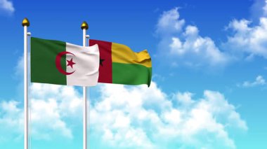 Kutupta alfa kanalı dahil olmak üzere ALGERIA ve GUINEA-BISSAU bayrakları dalgalanıyor