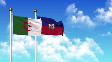 Alfa kanalı da dahil olmak üzere kutupta ALGERIA ve HAITI bayrakları dalgalanıyor