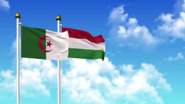 Alfa kanalı da dahil olmak üzere kutupta ALGERIA ve HUNGARY bayrakları sallanıyor