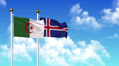 Alfa kanalı ile birlikte kutupta ALGERIA ve ICELAND bayrakları sallanıyor