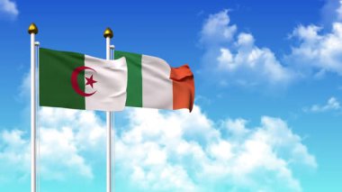Alfa kanalı da dahil olmak üzere kutupta ALGERIA ve IRELAND bayrakları dalgalanıyor