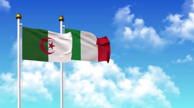 Alfa kanalı ile birlikte kutupta ALGERIA ve ITALY bayrakları sallanıyor