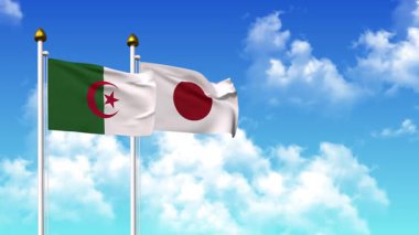 Alfa kanalı ile birlikte kutupta ALGERIA ve JAPAN bayrakları sallanıyor