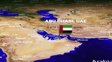 Abu Dabi 'den Abuja' ya uçuş, Dünya haritasında bayrak iğneleri olan NIGERIA