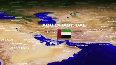 Abu Dabi, UAE 'den Bükreş' e, ROMANIA 'dan bayrak iğneli uçuş