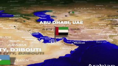 Abu Dabi, BAE 'den Cibuti şehrine uçuş, bayraklarla Cibuti