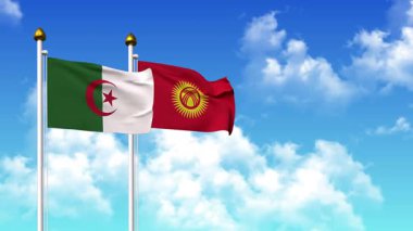 Kutupta alfa kanalı ile birlikte ALGERIA ve KYRGYZSTAN bayrakları sallanıyor