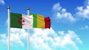 Alfa kanalı ile birlikte kutupta ALGERIA ve MALI bayrakları dalgalanıyor