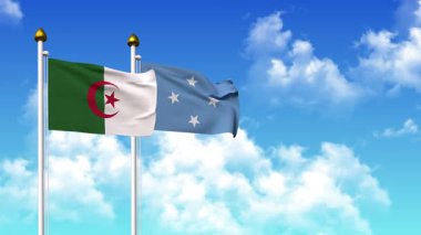 Kutupta alfa kanalı dahil olmak üzere ALGERIA ve MICRONESIA bayrakları dalgalanıyor