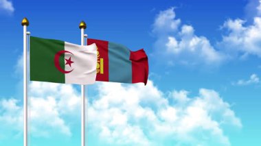 Alfa kanalı da dahil olmak üzere kutupta ALGERIA ve MONGOLIA bayrakları dalgalanıyor