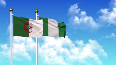 Alfa kanalı da dahil olmak üzere kutupta ALGERIA ve NIGERIA bayrakları dalgalanıyor