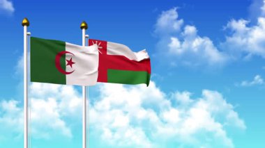 Alfa kanalı ile birlikte kutupta ALGERIA ve OMAN bayrakları dalgalanıyor