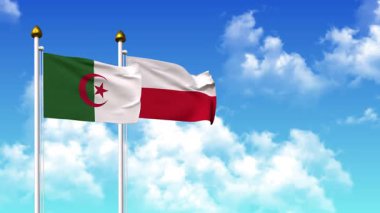 Alfa kanalı ile birlikte kutupta ALGERIA ve POLAND bayrakları sallanıyor