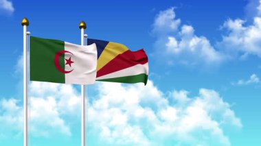 Alfa kanalı da dahil olmak üzere kutupta ALGERIA ve SEYCHELLES bayrakları dalgalanıyor