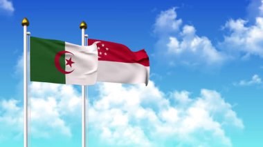 Kutupta alfa kanalıyla birlikte ALGERIA ve SINGAPORE bayrakları dalgalandırılıyor