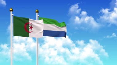 Alfa kanalı dahil olmak üzere kutupta ALGERIA ve SIERRA LEone bayrakları dalgalanıyor