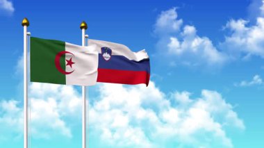 Alfa kanalı da dahil olmak üzere kutupta ALGERIA ve SLOVENIA bayrakları dalgalanıyor