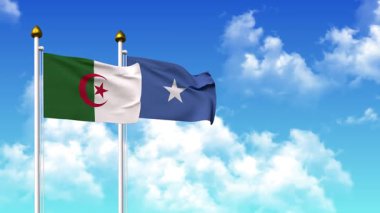Alfa kanalı ile birlikte kutupta ALGERIA ve SOMALIA bayrakları sallanıyor