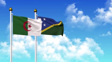 Alfa kanalı da dahil olmak üzere kutuptaki ALGERIA ve SOLOMON Adaları bayrakları dalgalanıyor