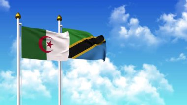Alfa kanalı da dahil olmak üzere kutupta ALGERIA ve TANZANIA bayrakları dalgalanıyor