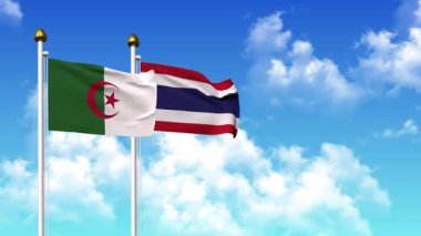 Alfa kanalı da dahil olmak üzere kutupta ALGERIA ve THAILAND bayrakları dalgalanıyor
