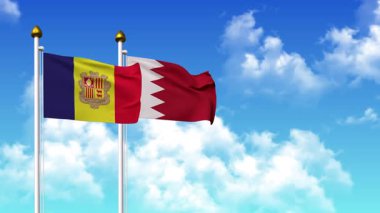 Direkte ANDORRA ve BAHRAIN bayrakları dalgalanıyor alfa kanalı da dahil