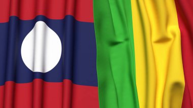 LAOS ve MALI bayrakları gerçekçi kumaş dokusuna sahip