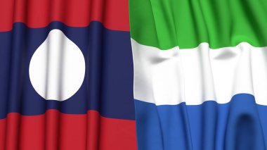 LAOS ve SIERRA LEONE bayrakları gerçekçi kumaş desenli