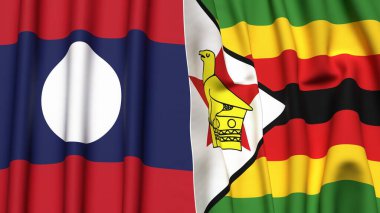 LAOS ve ZIMBABWE bayrakları