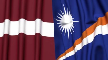 LATVIA VE MARSHALL Adaları Bayrakları