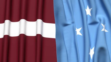 LATVIA ve MICRONEZYA Bayrakları