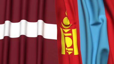 LATVIA ve Moğolistan bayrakları