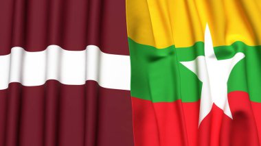 LATVIA ve Myanmar bayrakları