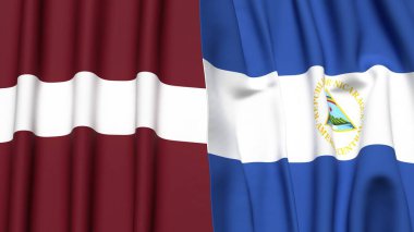 LATVIA ve NICARAGUA Bayrakları
