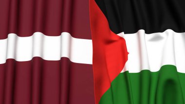 LATVIA ve Filistin bayrakları