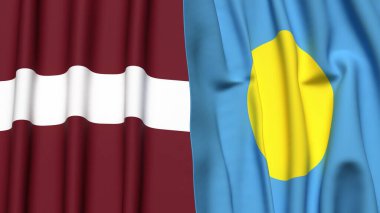 LATVIA ve PALAU bayrakları