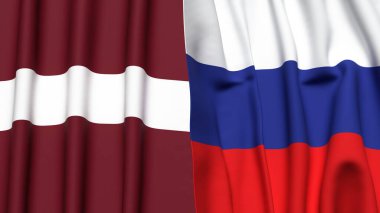 Letonya ve Rusya Bayrakları