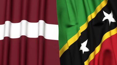 LATVIA ve SAINT KITT Bayrakları