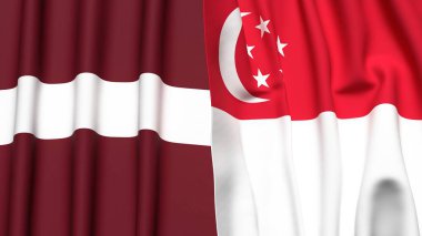 LATVIA ve SINGAPORE Bayrakları