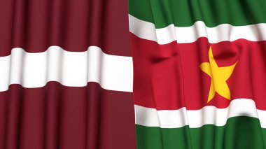 LATVIA ve SURINAME Bayrakları