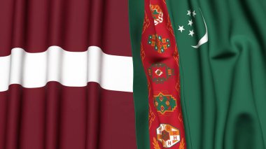 LATVIA ve Türkmenistan bayrakları