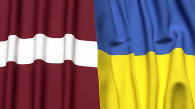 Letonya ve Ukrayna bayrakları