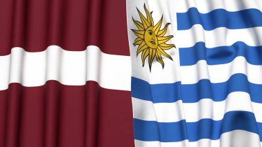LATVIA ve Uruguay bayrakları