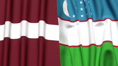 LATVIA ve UZBEKISTAN Bayrakları