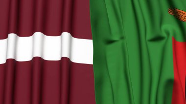 LATVIA ve ZAMBIA bayrakları